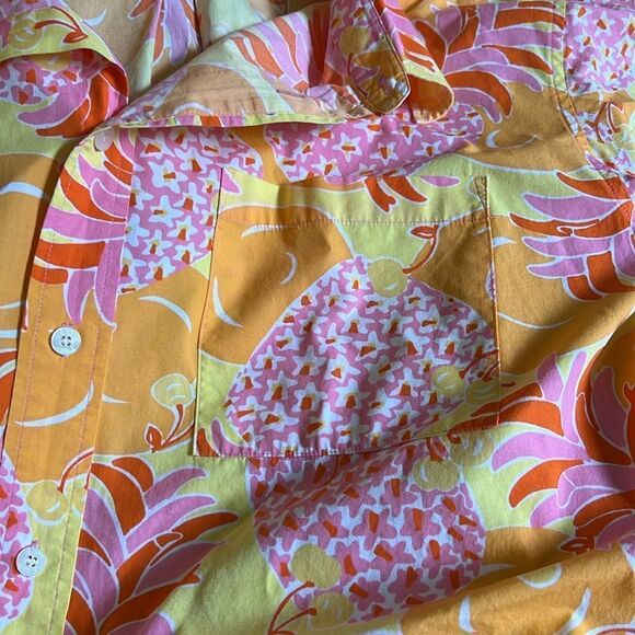 New Lilly Pulitzer Mens Vintage Pineapple Print Cotton Button Shirt Sz XL - Picture 5 of 5